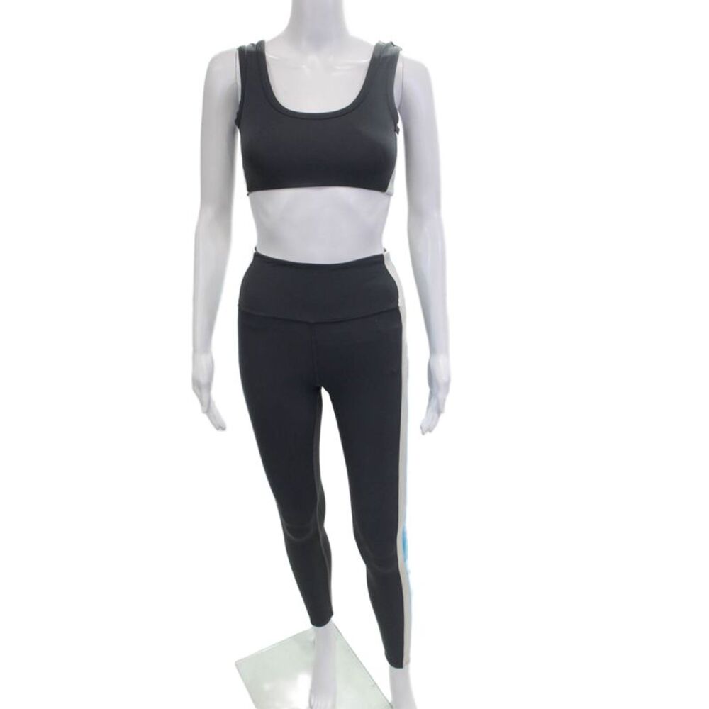 AYDA Women Ankle Leggings Black Striped 80% Nylon 20% Spandex Size XS